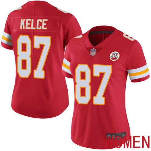 Women Kansas City Chiefs 87 Kelce Travis Red Team Color Vapor Untouchable Limited Player Football Nike NFL Jersey